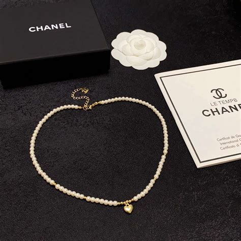 chanel heart pearl necklace|authentic chanel necklace for sale.